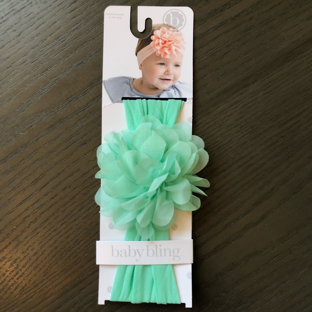 Baby Bling Green Bow with Flower